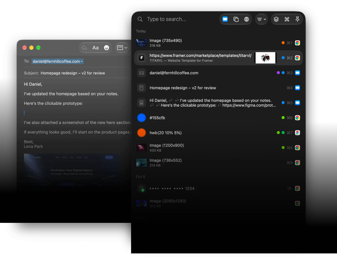 ClipBook clipboard history app on macOS
