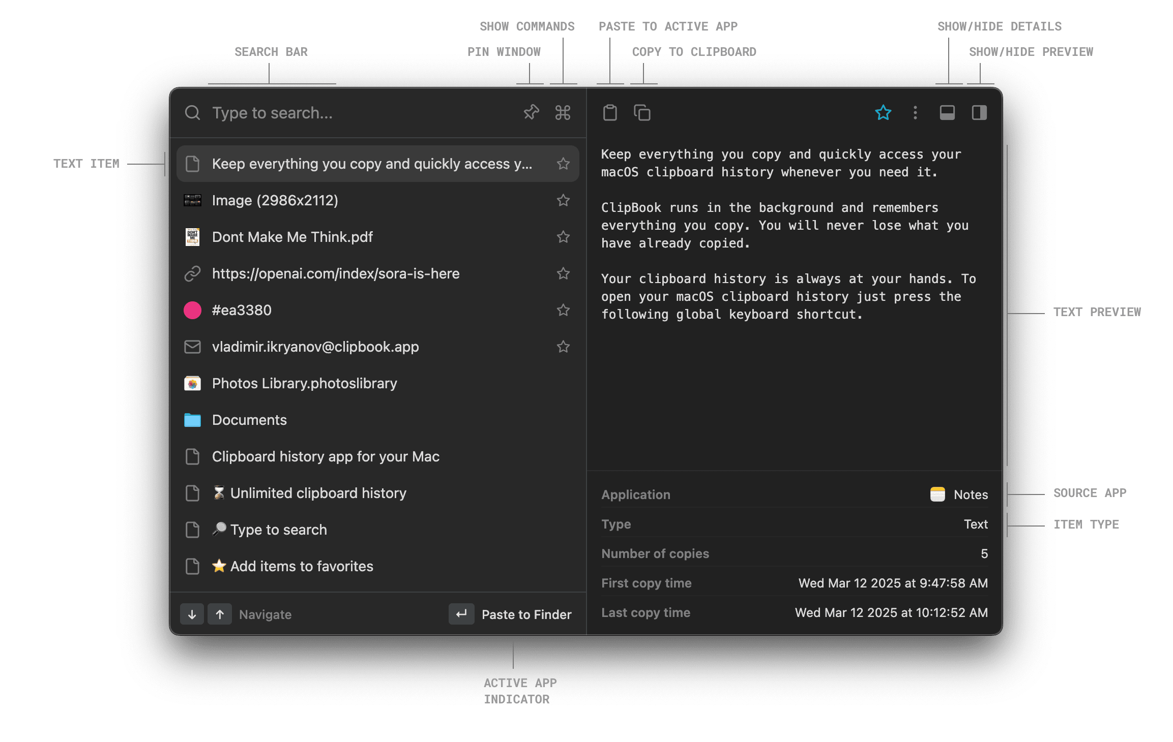 Preview text items in your clipboard history on macOS