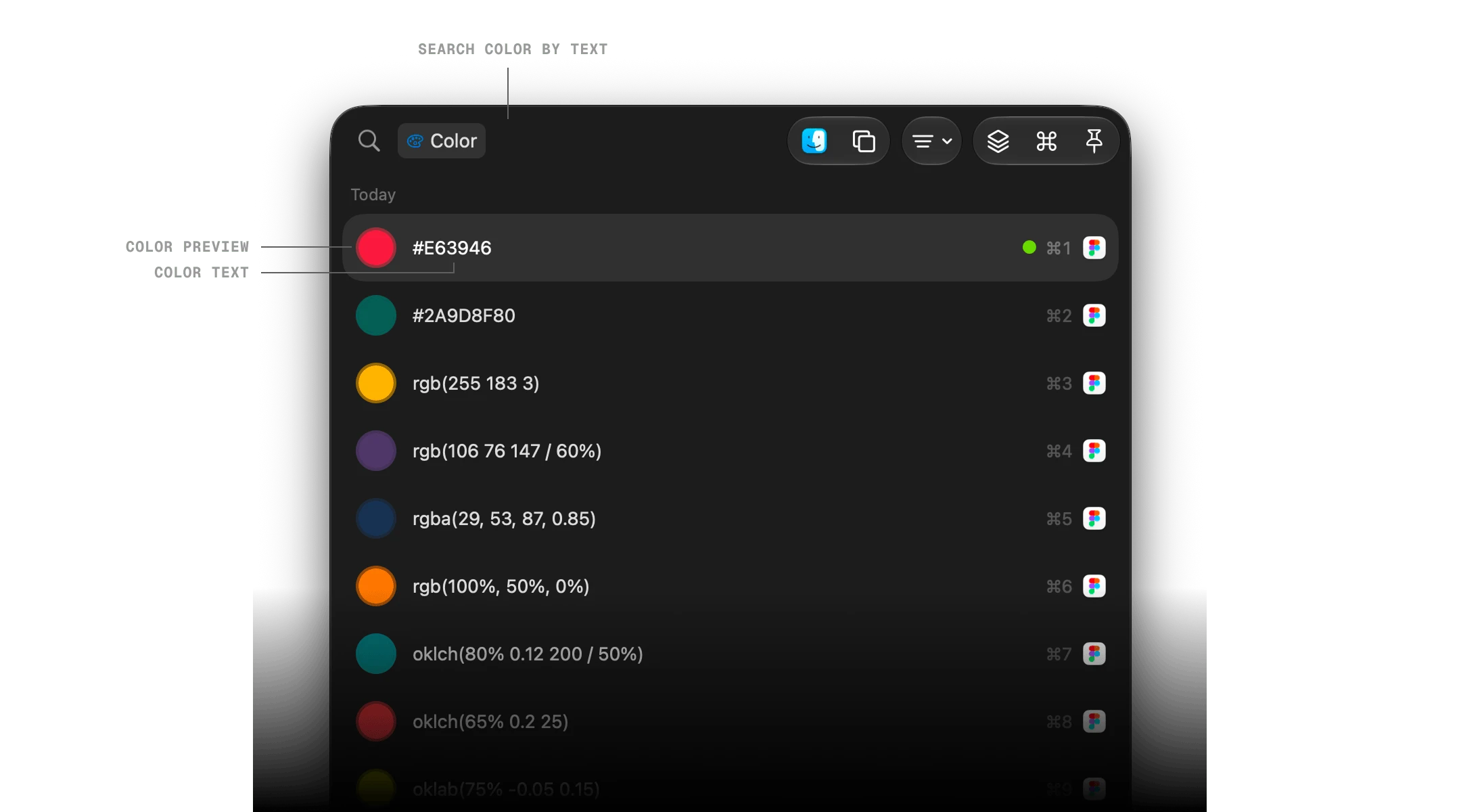 Color item in ClipBook clipboard history