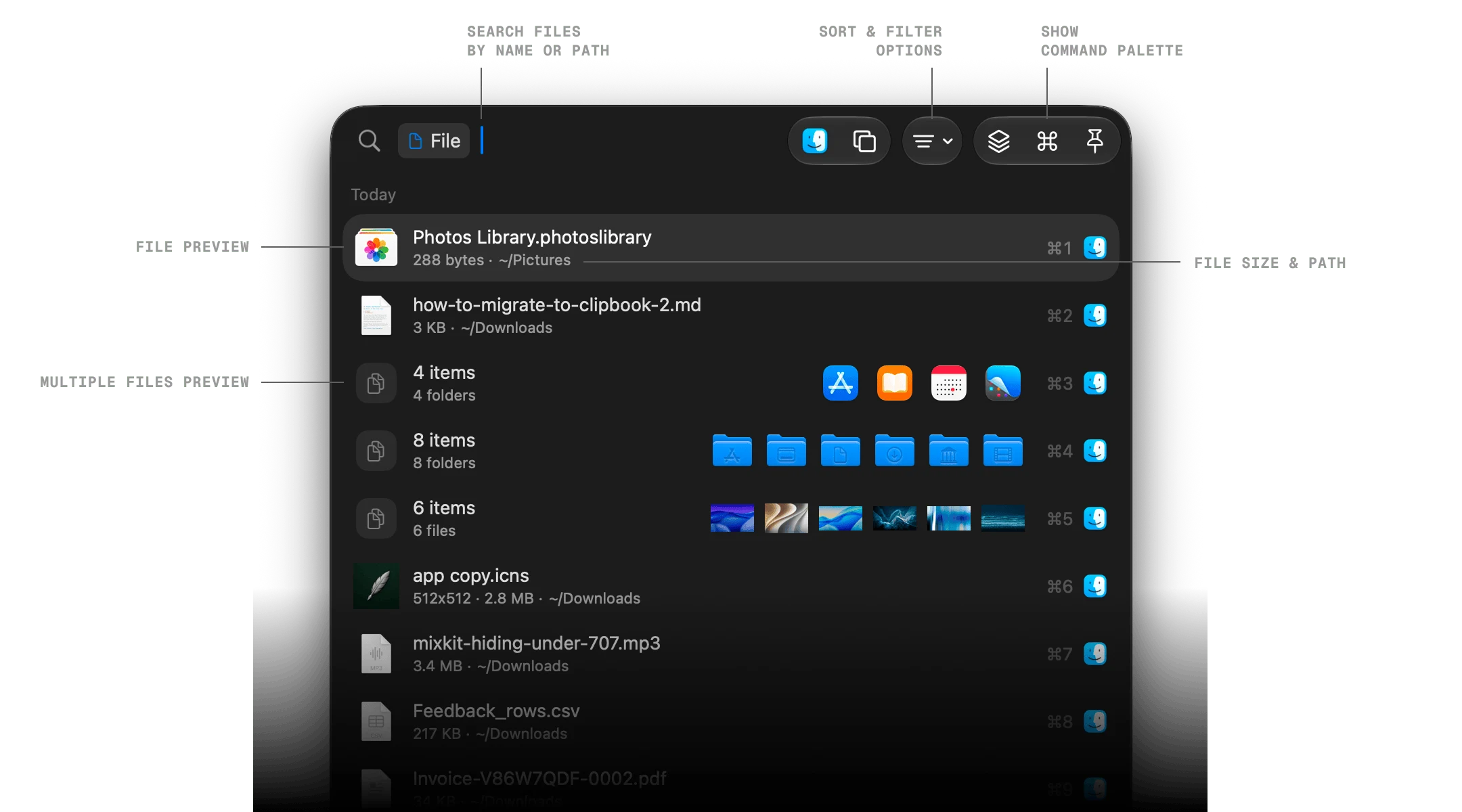 Files and folders in ClipBook clipboard history